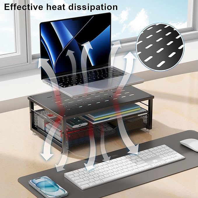 Computer Monitor Stand Riser, Desk Organizers and Accessories with Drawer