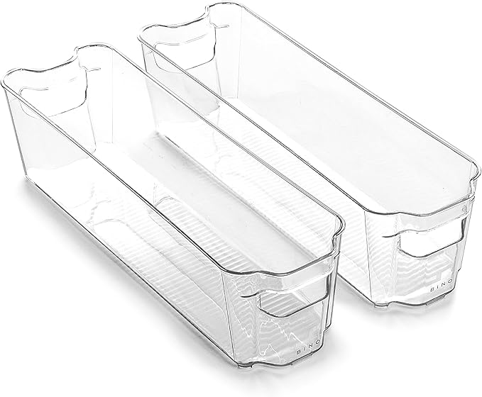 Small Stackable Clear Storage Bins with Handles, 2-Pack