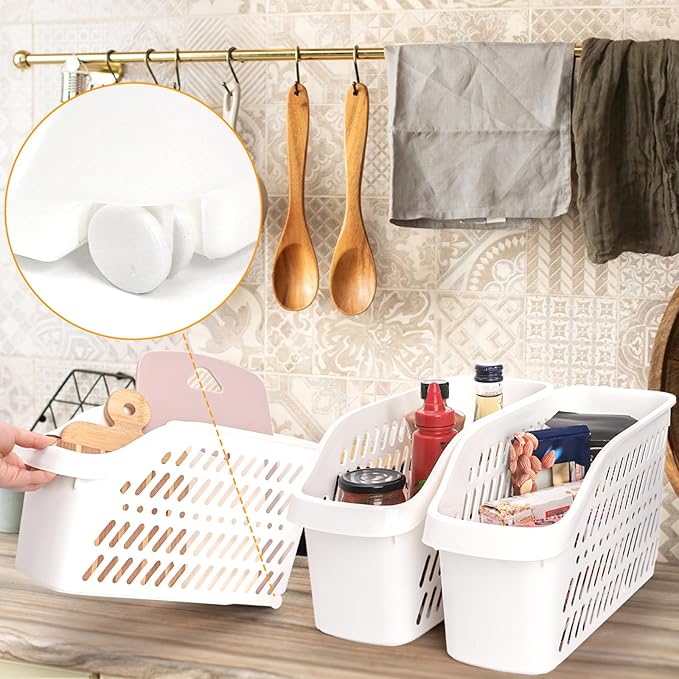 4 Pack Plastic Under Sink Organizer with Wheels