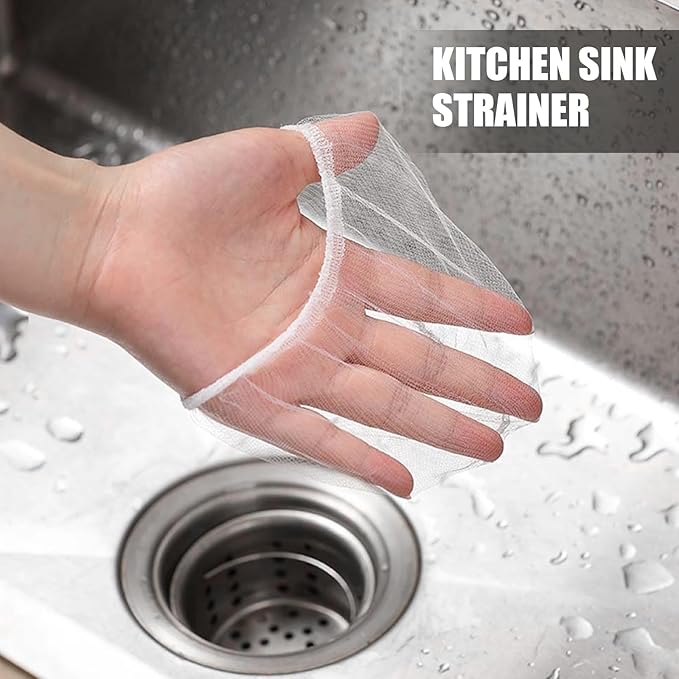 Hoypeyfiy 500Pcs Disposable Mesh Sink Strainer Filter Bags Anti Clogging Elastic for Collecting Kitchen Food Waste Garbage Fits Most Sizes
