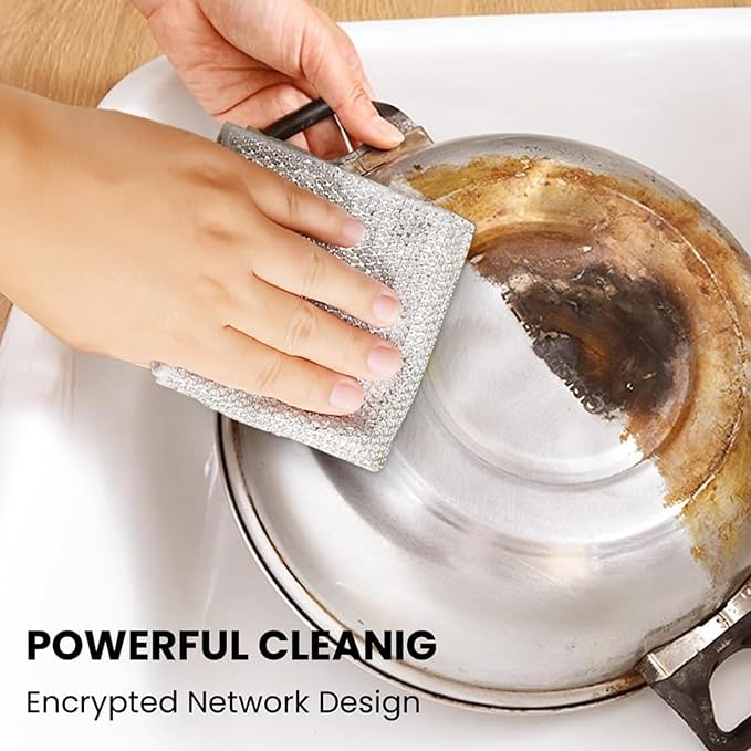 Reusable Non Scratch Wire Dishcloth, 20PCs Steel Wire Cloths, Double-Layer Stainless Rag, Kitchen Cleaning Cloths, Suitable for Sinks, Boilers, Ovens, and Tableware.