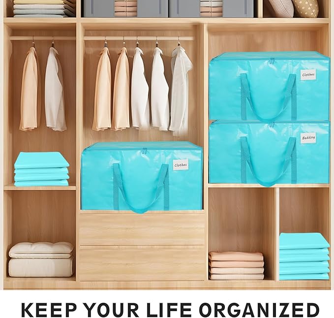 8 Pack-Extra Large Heavy Duty Moving Bags, Lake blue