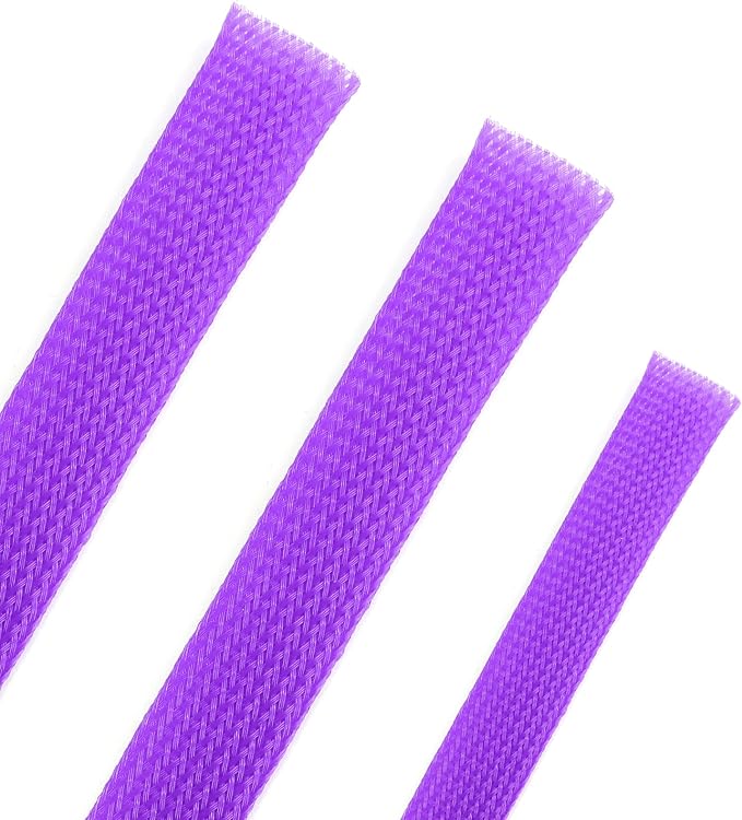25ft PET Expandable Braided Cable Sleeve 3/8inch(10mm) Pet Braided Cable Sleeve for Audio Video Device Wire Automotive Wire (Purple)