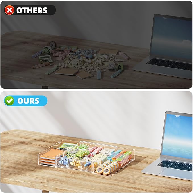 Expandable Desk Drawer Organizer, Clear