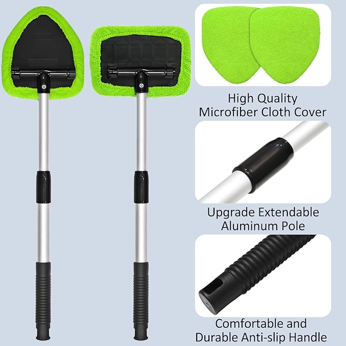 Beieverluck 20 Pieces Windshield Cleaner Tool, Inside Car Windshield Cleaning Tool with 12 Microfiber Pads, 4 Spray Bottle