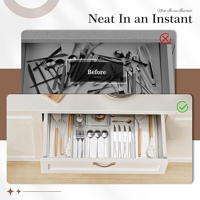 11 PCS Clear Plastic Drawer Organizer Set