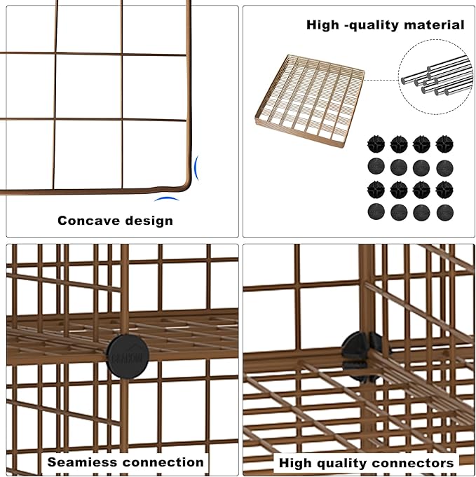 Wire Cube Storage, 6, Cube Organizer Metal C Grids, Brown UWCS3006R