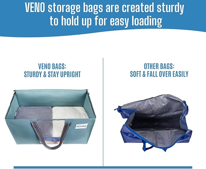 6 Pack Heavy Duty Moving Bags, Shiny Light Blue, 6 Pack