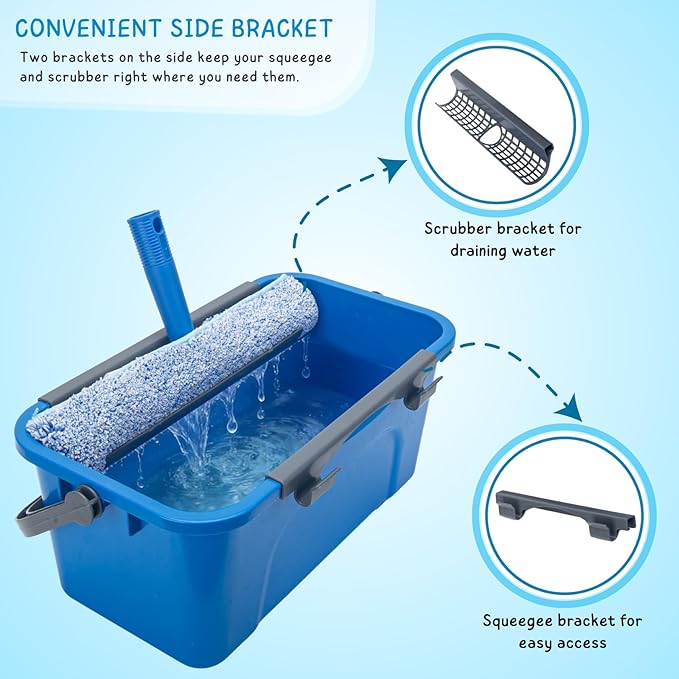 Window Cleaning Kit - 6 Ft Handle, 3 Gallon Bucket, Glasses Cleaner