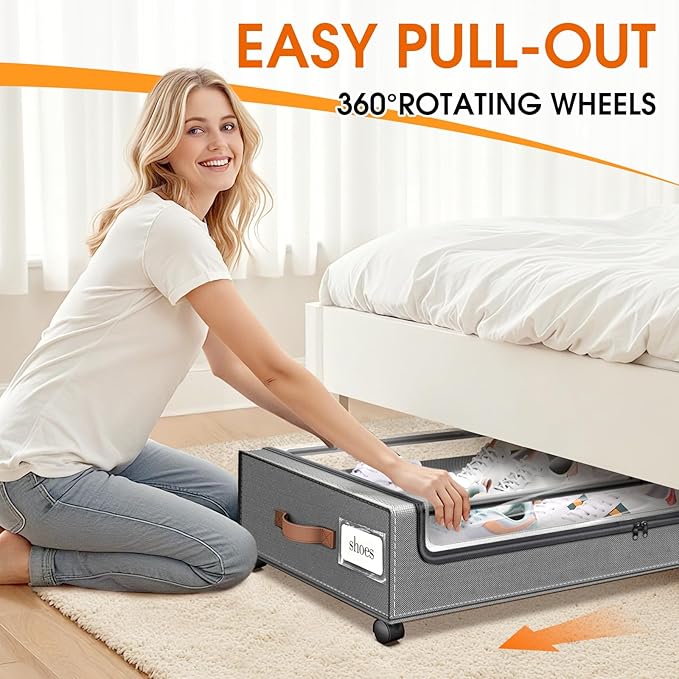 SpaceHacks Under Bed Storage (1 Pack) - Large Capacity Rolling Storage for Clothes & Blankets