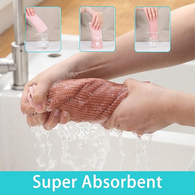 Microfiber Cleaning Cloths 12-Pack – Super Absorbent, Lint-Free Towels with Unique Corn Grain Texture – Reusable Barista Cloths for Espresso Machines, Glass, Kitchen & Car – 12x12 Inches
