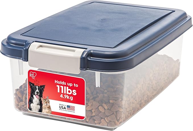 IRIS USA Airtight Dog Food Storage Container, Up to 11 lbs, Dog Cat Bird and Other Pet Food Treats Storage Bin, Dog Cat Wet Food Cans, Keep Fresh