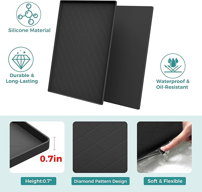 URMONA 22" x 14" Waterproof Silicone Mat in Multiple Sizes & Colors, Under Sink Mat for Kitchen & Bathroom, Pet Food Pad for Dogs & Cats, Kitchen Cabinet Liner, Multi-Purpose for Storage(Beige)