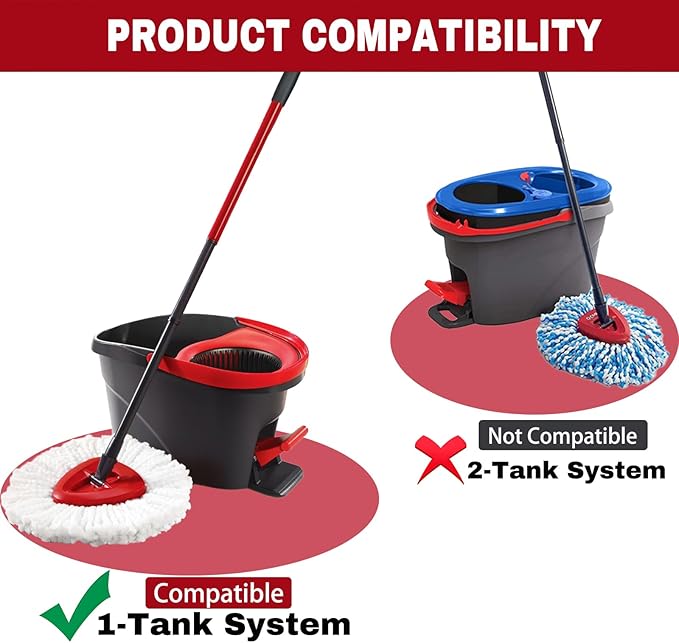 15 Pack Spin Mop Replacement Heads, Mop Replace Head Easywring 1-Tank System, Mop Head Replacement for Hardwood Floor Cleaning, Machine Washable and Easy to Replace