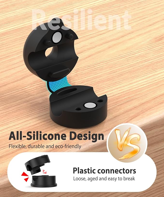 8 Pack Magnetic Cable Clips, Cord Organizer [Mini Soft Silicone] Durable Cord Holder for Phone Charger Cord, Adhesive Cable Management for Nightstand, Home Office Desk Accessories (Black)