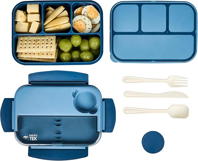 Restaurantware Bento Box 1 Count 44 Ounce Plastic Lunch Box With Cutlery