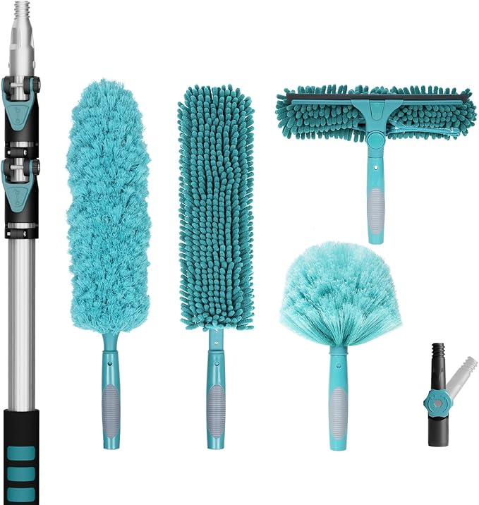 TelesPro 20ft High Reach Duster Kit - 5-12ft Pole, Dusting & Window Cleaning