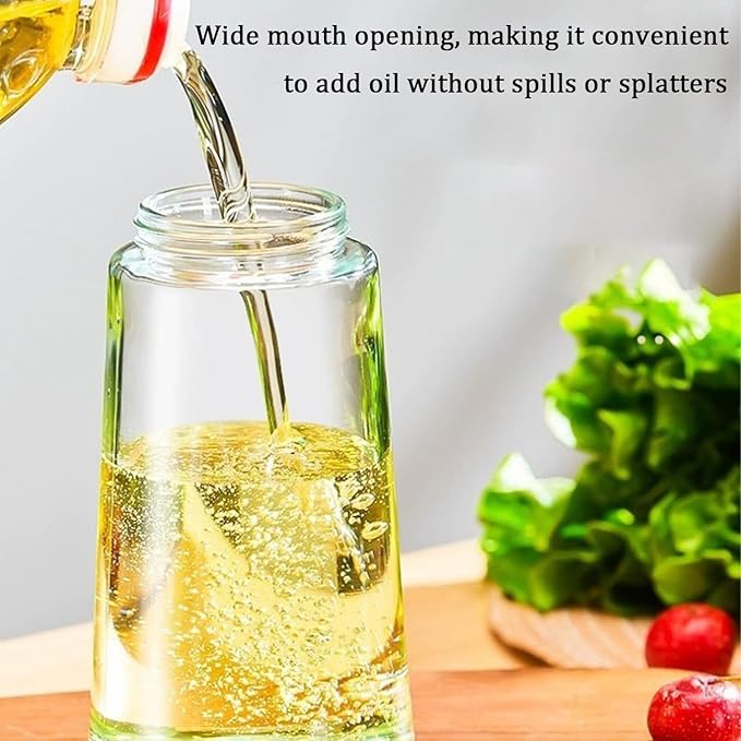 2 in 1 Oil Dispenser and Oil Sprayer, Oil Dispenser for Kitchen Spray, 2 in 1 Glass Oil Sprayer & Dispenser for Cooking, Cooking Oil Sprayer and Pourer (Green)