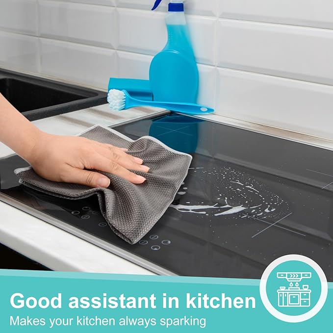 KinHwa Microfiber Glass Cleaning ClothsWindow Cleaning Cloth Lint free Scratch Free Polishing Cloths for Dishes Eyeglasses Car Stainless Steel Appliances Mirrors Screens 16In x 16In Gray 8Pack