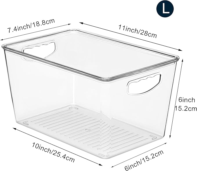 theaoo Clear Storage Bins with Lids Stackable - Large Plastic Containers for Pantry Organization and Storage - Perfect for kitchen,Fridge,Laundry Room