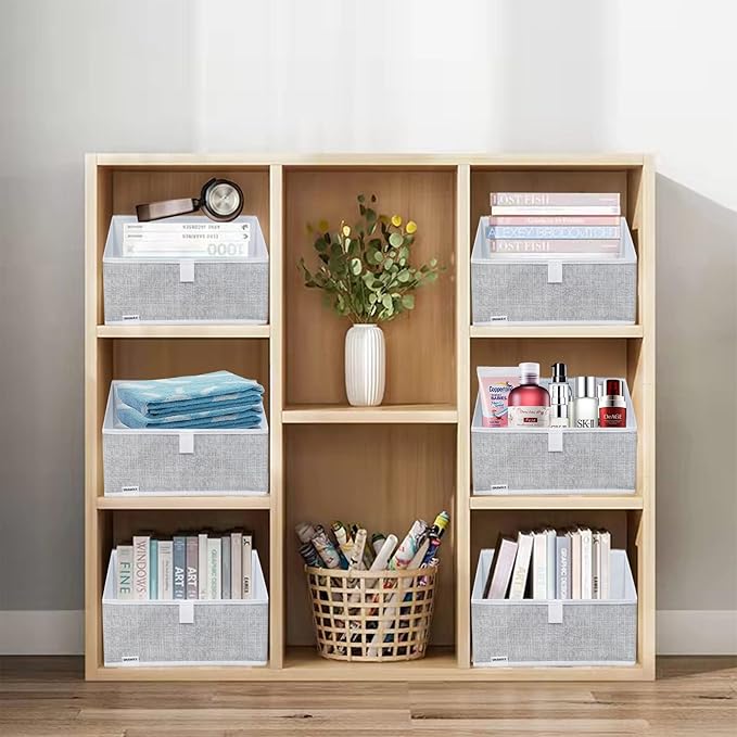 3 Packs Closet Storage Bins - Trapezoid Large Storage Box - Foldable Fabric Baskets for Organizing Clothes - Baby Toiletry, Toys, Towel, DVD, Book (1# Grey, 11.6 x 11.6 x 7.9 inches)