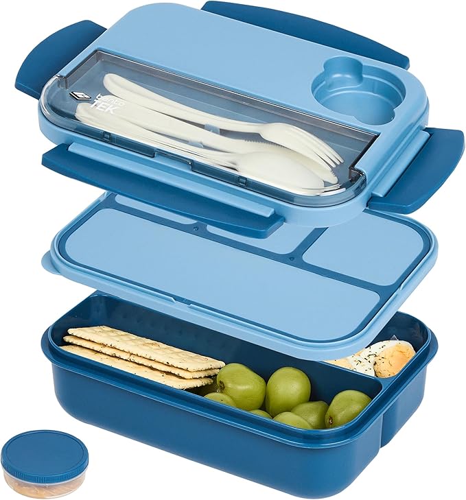 Restaurantware Bento Box 1 Count 44 Ounce Plastic Lunch Box With Cutlery