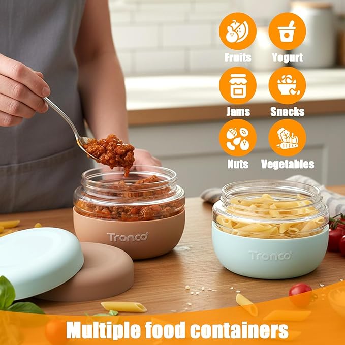 Tronco 24 oz Glass Lunch Bowl Container with Lid, Reusable Glass Food Container for Salad, Snack,Yogurt, Soup Food Storage, Meal Prep, Airtight, Leak & Spill Proof, Dishwasher Safe, BPA-Free, Set of 4