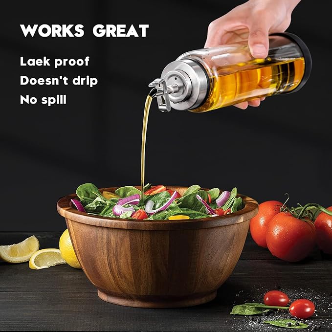 Glass Olive Oil Dispenser Bottle for Kitchen Shatterproof & Leakproof Cooking Oil Dispenser with Stainless Steel Spout & Rubber Bottom 17 oz Heat Resistant Olive Oil Bottle