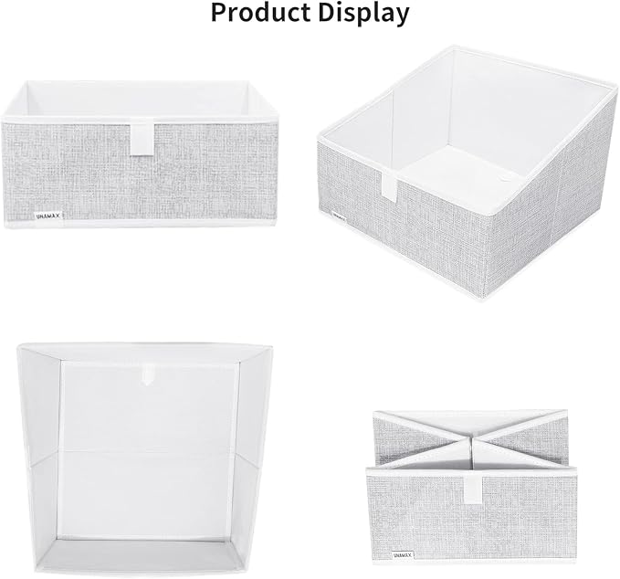 3 Packs Closet Storage Bins - Trapezoid Large Storage Box - Foldable Fabric Baskets for Organizing Clothes - Baby Toiletry, Toys, Towel, DVD, Book (1# Grey, 11.6 x 11.6 x 7.9 inches)