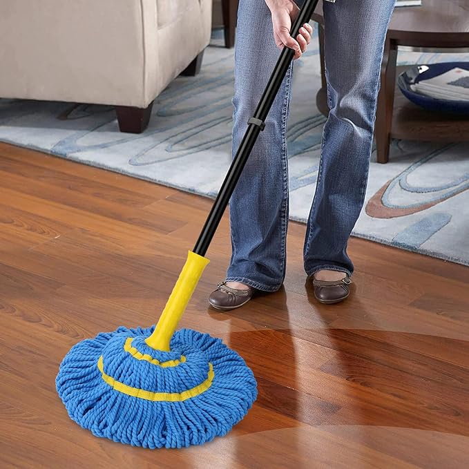 Self-Wringing Twist Mops for Floor Cleaning, Microfiber Floor mop with 57 " Long Handle, Easy Wringing Mop for Hardwood Commercial Household Clean