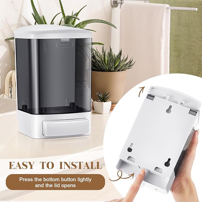 Hushee Manual Hand Soap Dispenser Plastic Wall Mounted Commercial Soap Dispenser for Liquid Containers Kitchen Hotel Restaurant Bathroom Shower Shampoo Gel, Black, 33.8oz/1000ml (8)