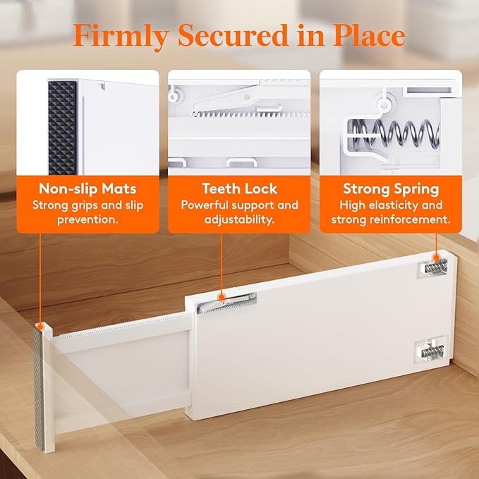 4 Pack 5" High Drawer Dividers 34-56cm/13.5-22" Adjustable Drawer Organizer