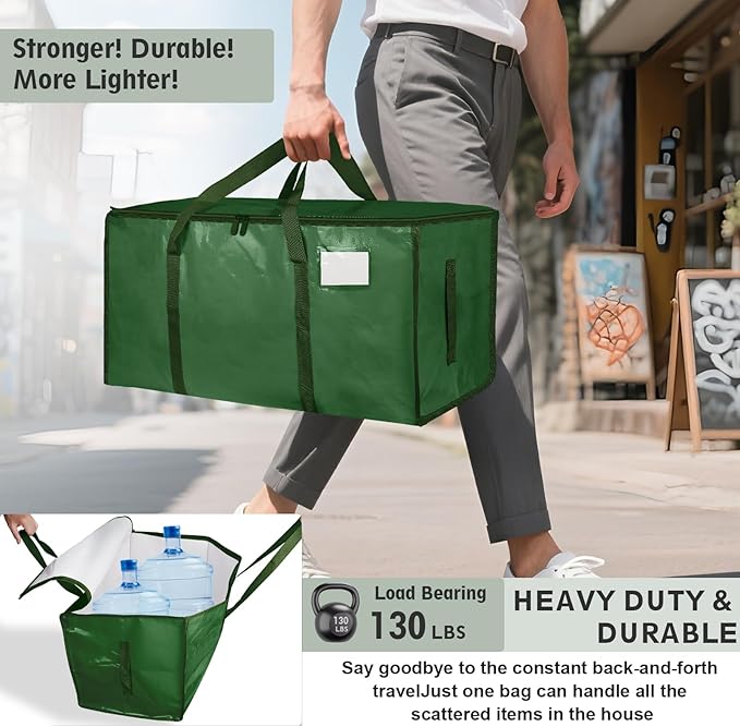 12 Pack-Extra Large Heavy Duty Moving Bags, Olive green
