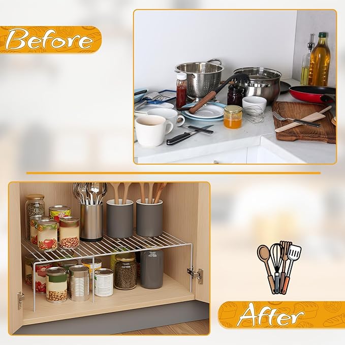 Kitchen Cabinet Expandable Shelf Organizers Set of 2