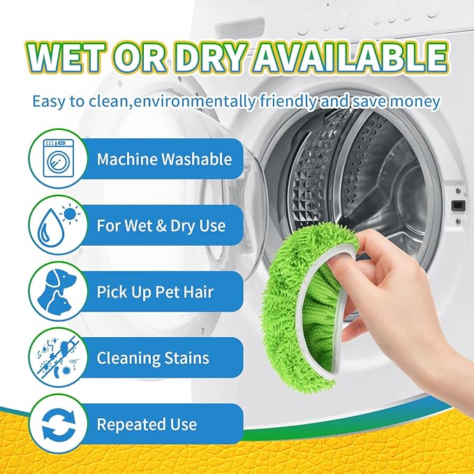 6Pcs Reusable Microfiber Mop Pads Compatible with Swiffer Sweeper, Wet and Dry Flat mop Cover, Replacement Sweeping Mopping pad Refills for Surface/Hardwood Floor Cleaning
