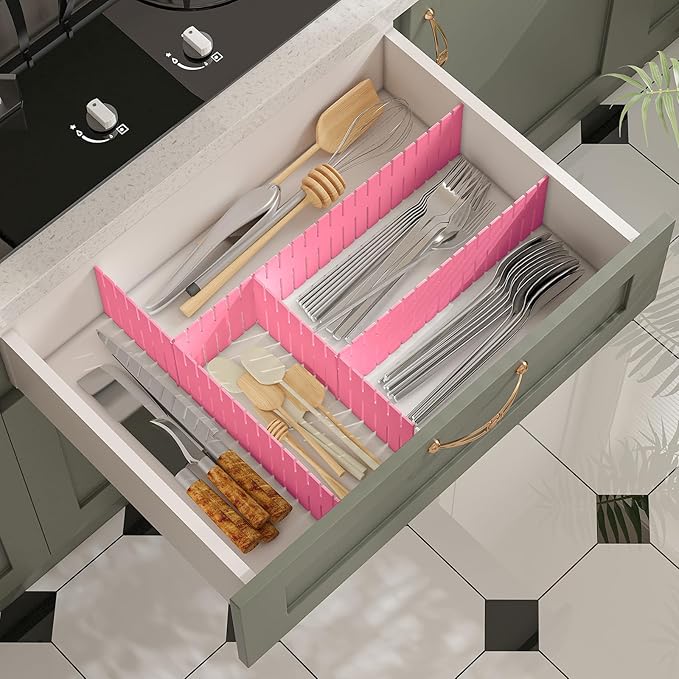 Albad Plastic Drawer Dividers (8) - Organizer for Kitchen, Bathroom, Bedroom