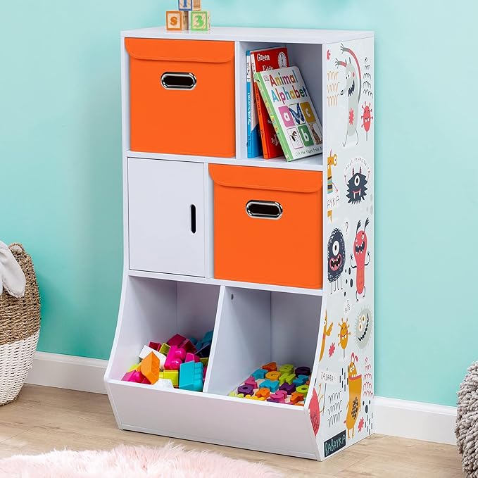 Closet Organizers Fabric Storage Bins With Lids Collapsible Cube Storage, Orange