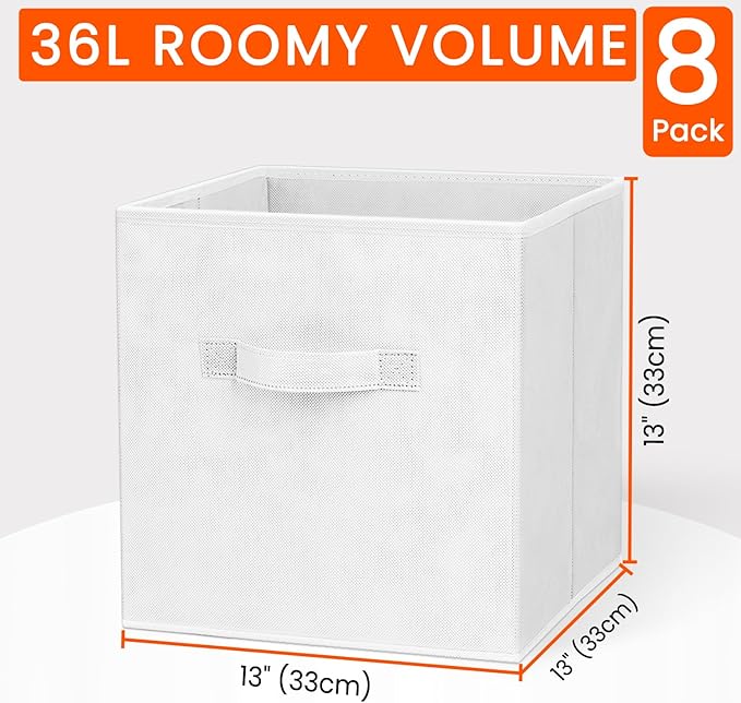 Criusia Storage Cubes - 13 Inch Heavy Duty Fabric Storage Bins for Shelves Closet Cube Organizer