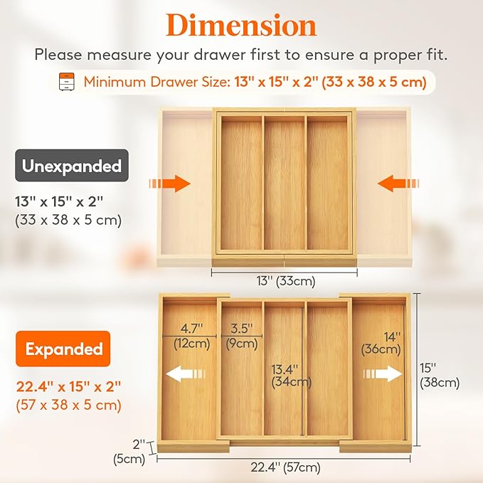 Lifewit Utensil Organizer for Kitchen Drawer, Expandable Cooking Utensil Tray, Cutlery Silverware Flatware Holder