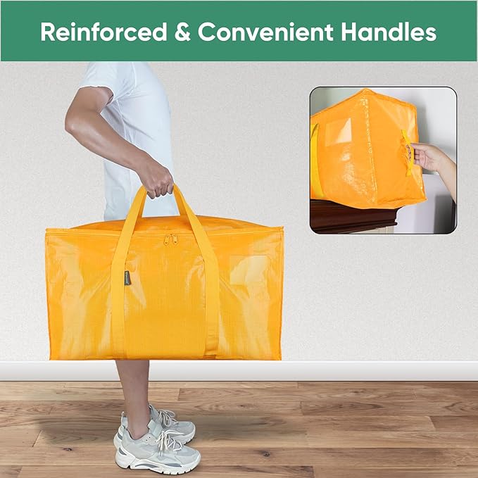 4-Pack Oversized Moving Bags with Reinforced Handles, Light Yellow, 4-Pack