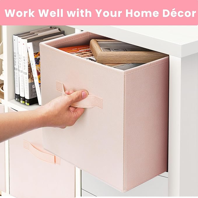 Criusia Storage Cubes - 13 Inch Heavy Duty Fabric Storage Bins for Shelves Closet Cube Organizer