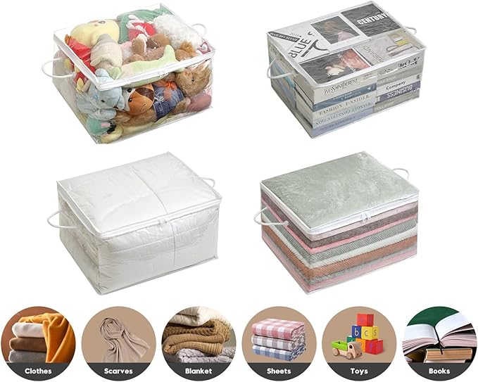 10 PCS Clear Zippered Storage Bags with Handle, Towel-20 * 16 * 12