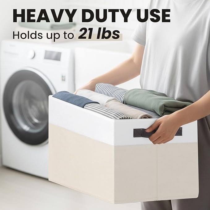Large Closet Organizer Bins with Lids 8 Pack - Nursery Storage Baskets for Shelves Bedroom Dorm