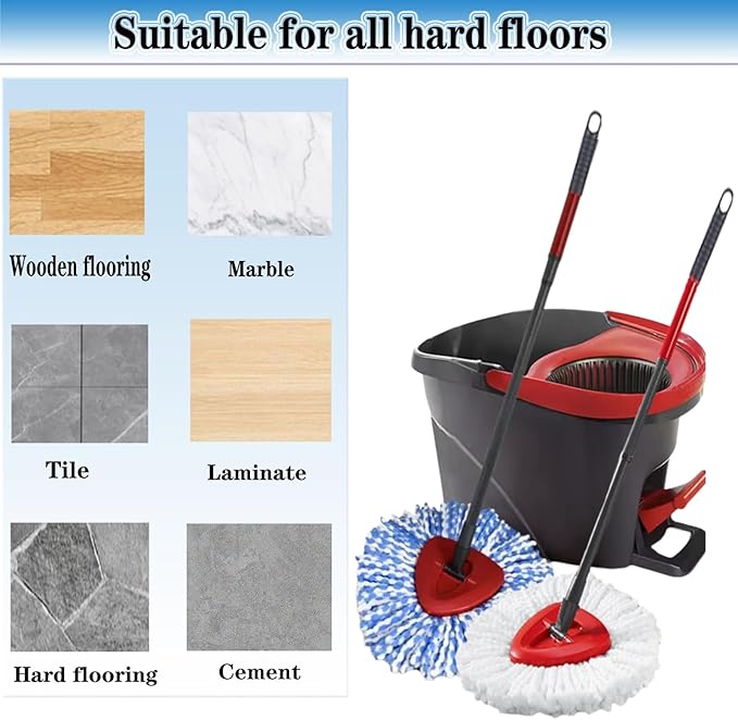 4 Pack Mop Replacement Heads for O-Ceda Mop Replace Head EasyWrin Spin Mop Heads Replacements, Microfiber Spin Mop Refills, Machine Washable and Easy-to-Replace (1-Tank System)