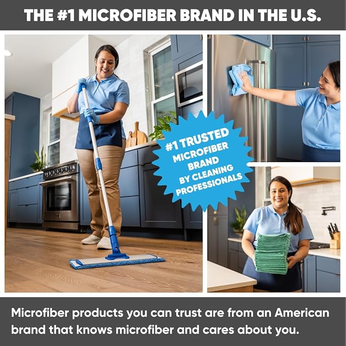 Microfiber Wholesale 18" Absorbent Microfiber Wet Mop Pad - Reusable, Machine Washable, Refills (2 Pack)