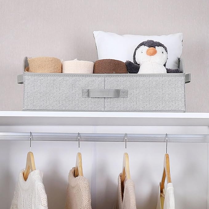 WUIKE Closet Organizers and Storage, Trapezoid Storage Bins, Fabric Closet Bins with Handles, Foldable Storage Baskets for Clothes, Purse, Blanket