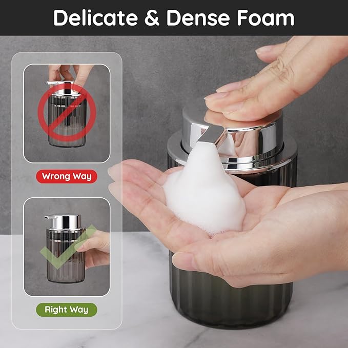 Segbeauty Foaming Soap Dispenser, 2 Pack 10.1oz Foaming Hand Soap Dispenser for Bathroom Kitchen, 300ml Refillable Plastic Pump Bottle Foaming Lotion Dispenser Set for Liquid Soap Shampoo Body Soap