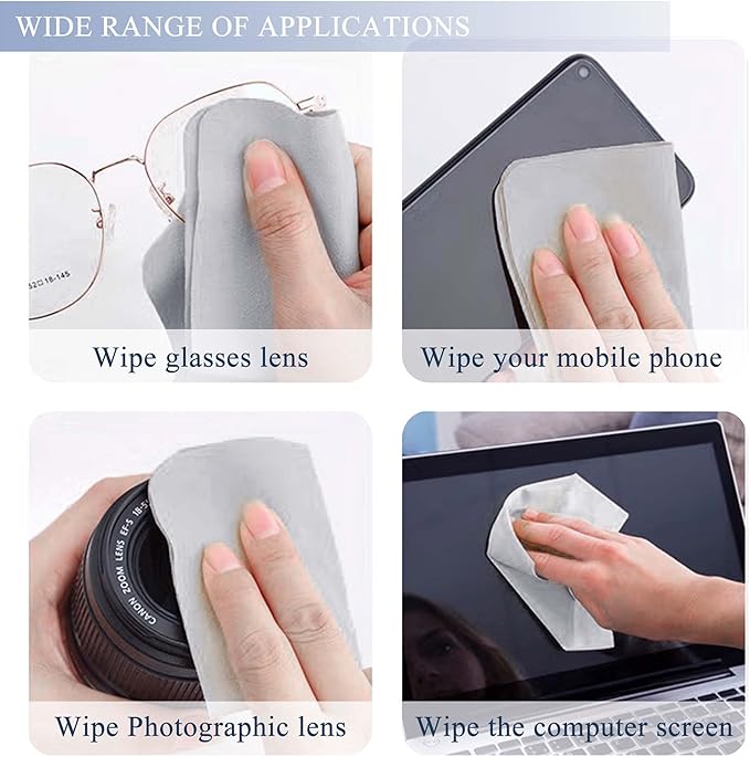 SooGree Glasses Cleaning Cloth Lens Microfiber Eyeglasses Wipes Cloth Lens Cleaner Camera Phone Computer Screen Scratch Resistant Soft Smooth Lint Free Cloth 5 Pack