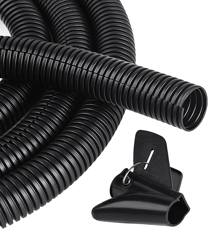 25ft - 1/2 inch Flame Retardant Split Wire Loom Tubing with Installation Tool - Flexible Wire Covers Cord Protectors - Black
