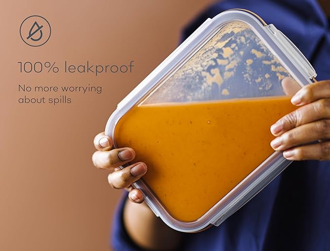 Large Glass Food Storage Containers with Lids | 3 Pack Set 52oz/6.4 cup